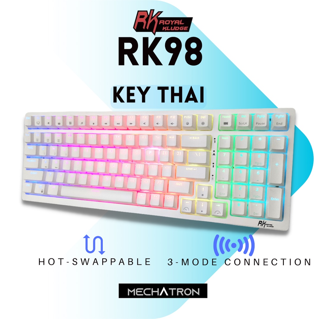 [Key THAI] Royal Kludge RK98 V.2022 แมคคานิคอล คีย์บอร์ด คีย์ไทย ไร้สาย บลูทูธ RGB Mechanical Wireless Hot Swap Keyboard