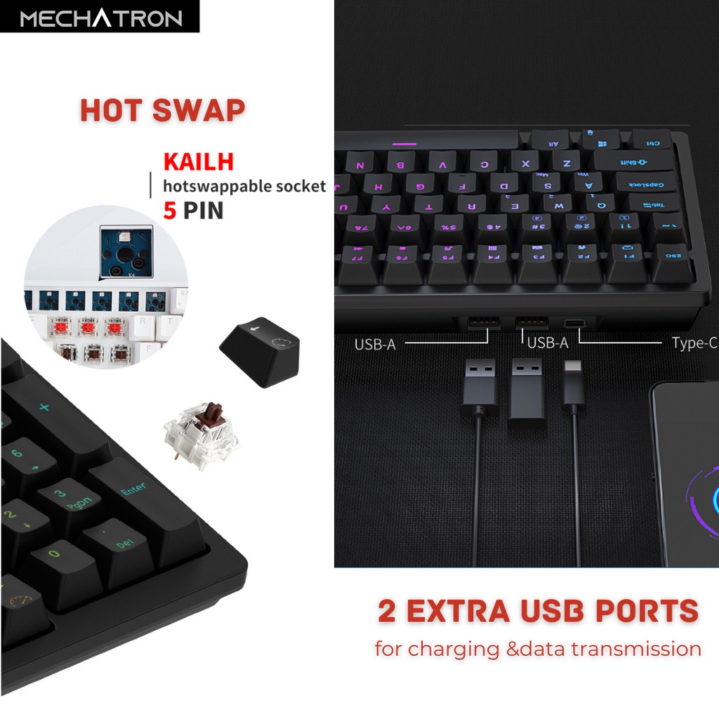 ภาพเพิ่มเติมของ [Key THAI] Royal Kludge RK98 V.2022 แมคคานิคอล คีย์บอร์ด คีย์ไทย ไร้สาย บลูทูธ RGB Mechanical Wireless Hot Swap Keyboard