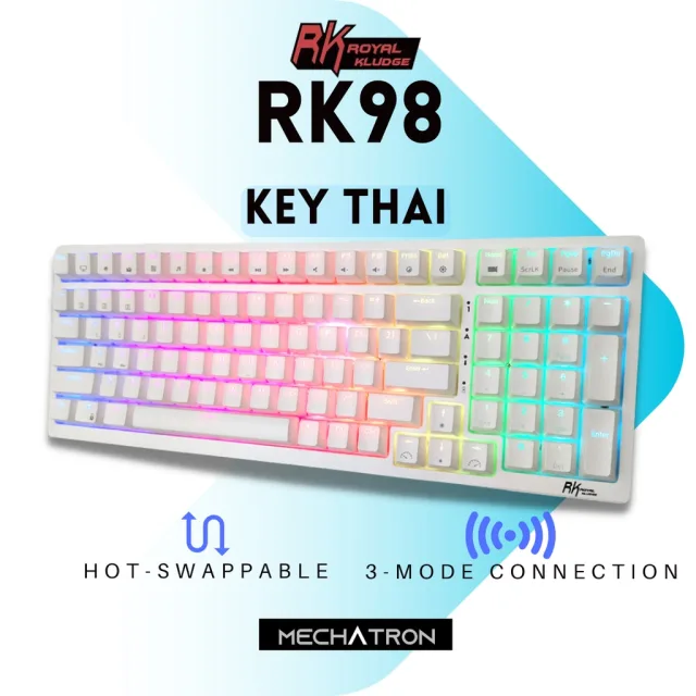 [Key THAI] Royal Kludge RK98 V.2022 แมคคานิคอล คีย์บอร์ด คีย์ไทย ไร้สาย บลูทูธ RGB Mechanical Wireless Hot Swap Keyboard
