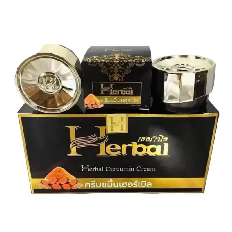ภาพเพิ่มเติมของ ครีมขมิ้น เซรั่ม Herbal เฮอร์เบิล ขมิ้นเฮิร์บ แพ็คเกจใหม่ ขมิ้นดำ Herbal cream 5 g ครีมสมุนไพร