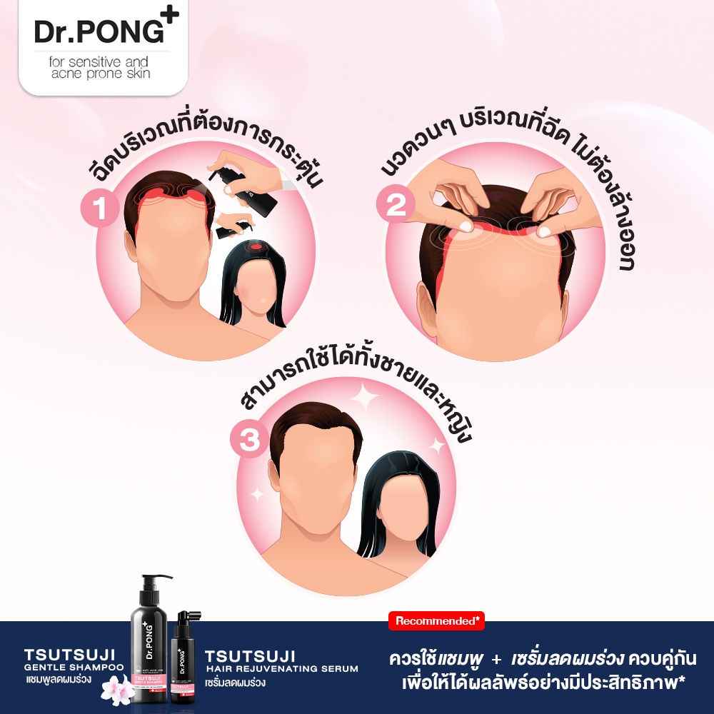 ภาพเพิ่มเติมของ [2 ฟรี แชมพู] เซรั่มลดผมร่วง Dr.PONG TSUTSUJI HAIR REJUVENATING SERUM - anti-hairloss serum เซรั่มบำรุงผม ลดผมร่วง