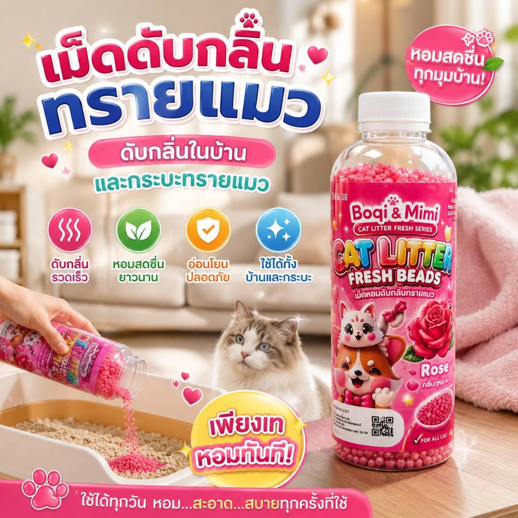 ภาพเพิ่มเติมของ Boqi Factory 🔥ที่ดับกลิ่นอึแมว 🔥ที่ดับกลิ่นฉี่แมว ที่ระงับกลิ่น🔥 เพียงโรยใส่กะบะทรายแมวกลิ่นจะค่อยๆหาย SDHS33