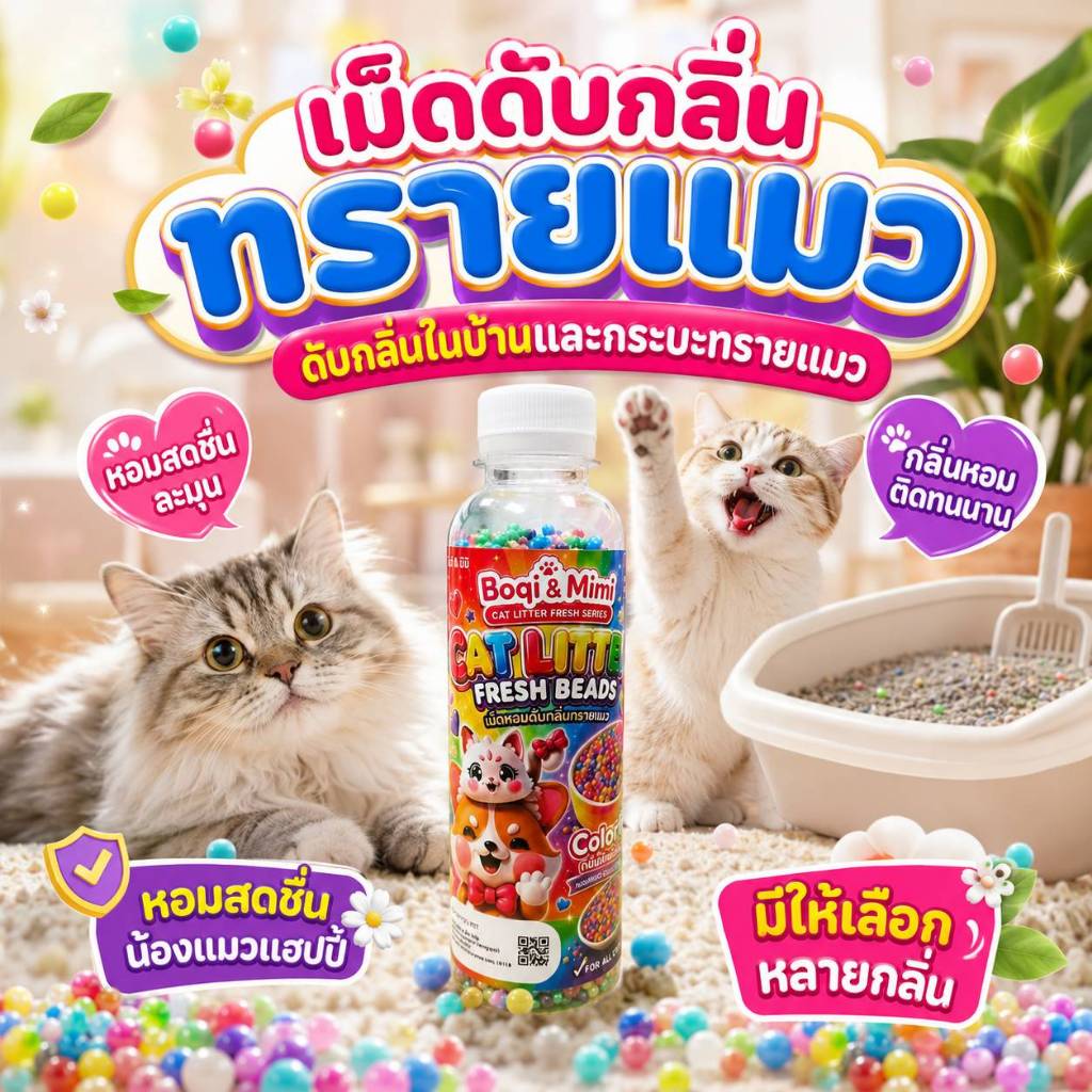 ภาพเพิ่มเติมของ Boqi Factory 🔥ที่ดับกลิ่นอึแมว 🔥ที่ดับกลิ่นฉี่แมว ที่ระงับกลิ่น🔥 เพียงโรยใส่กะบะทรายแมวกลิ่นจะค่อยๆหาย SDHS33