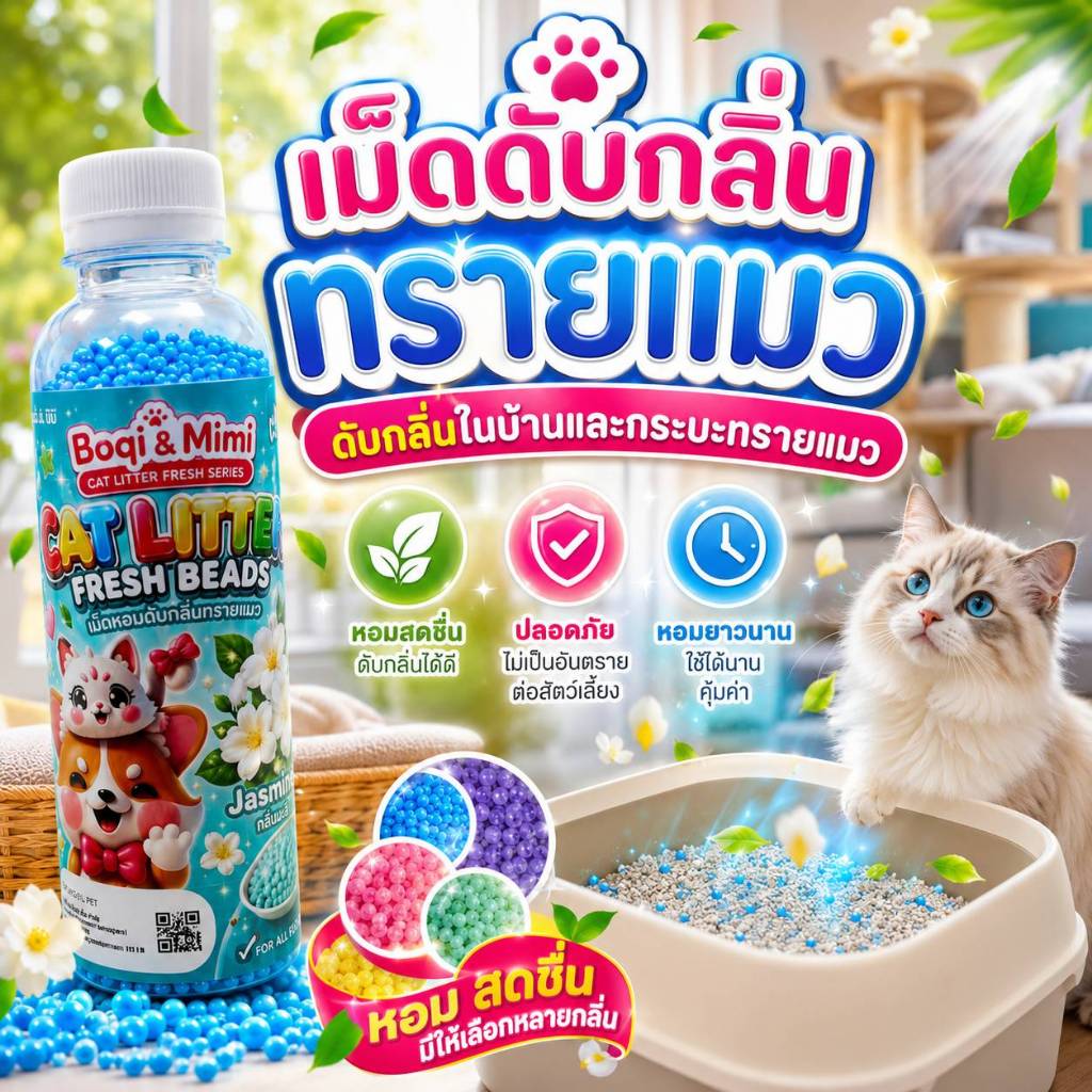 ภาพเพิ่มเติมของ Boqi Factory 🔥ที่ดับกลิ่นอึแมว 🔥ที่ดับกลิ่นฉี่แมว ที่ระงับกลิ่น🔥 เพียงโรยใส่กะบะทรายแมวกลิ่นจะค่อยๆหาย SDHS33