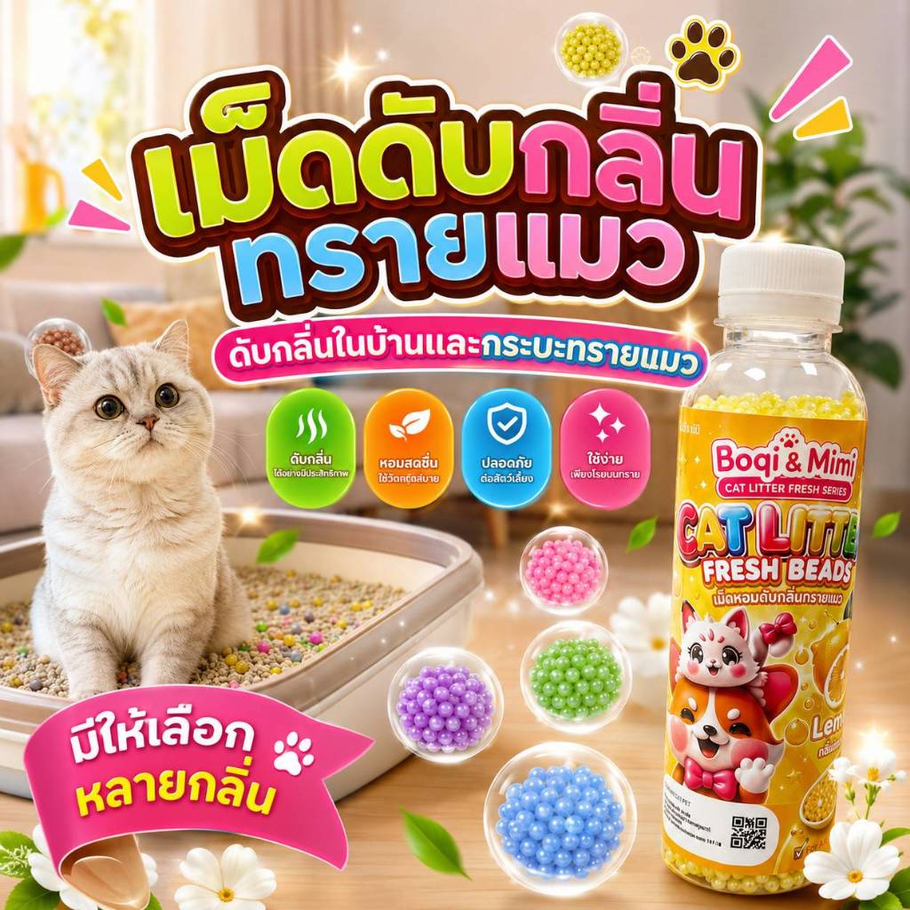 ภาพเพิ่มเติมของ Boqi Factory 🔥ที่ดับกลิ่นอึแมว 🔥ที่ดับกลิ่นฉี่แมว ที่ระงับกลิ่น🔥 เพียงโรยใส่กะบะทรายแมวกลิ่นจะค่อยๆหาย SDHS33