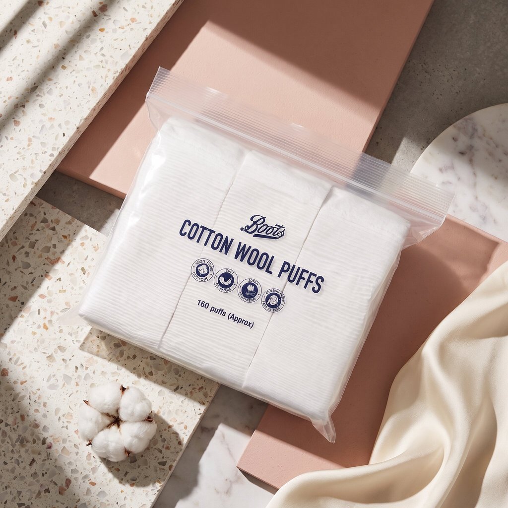 ภาพเพิ่มเติมของ Boots Cotton Wool Puffs 160 Puffs บู๊ทส์ คอทเทิน วูล พัฟส์ 160 แผ่น (สำลีแผ่น)