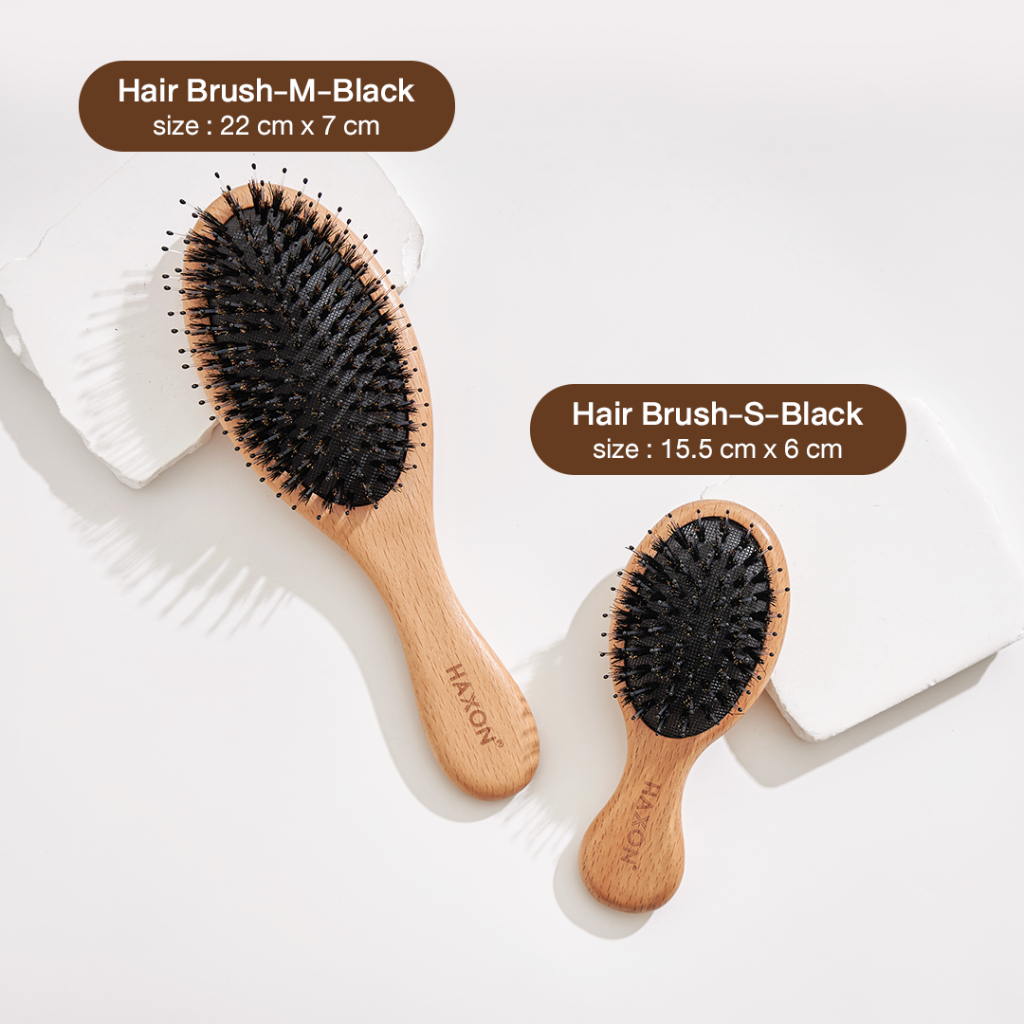 ภาพเพิ่มเติมของ Haxon Boar-Bristle Hairbrush หวีขนหมูป่าแท้ ขนหมูอัดแน่น หวีลดผมร่วง ช่วยให้ผมเงางาม แก้ผมพันกัน นวดหนังศีรษะ