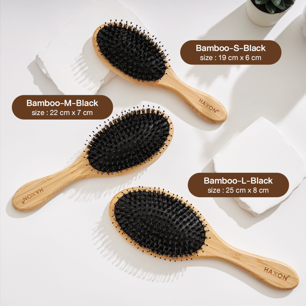 ภาพเพิ่มเติมของ Haxon Boar-Bristle Hairbrush หวีขนหมูป่าแท้ ขนหมูอัดแน่น หวีลดผมร่วง ช่วยให้ผมเงางาม แก้ผมพันกัน นวดหนังศีรษะ