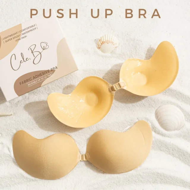 Cele.b บราปีกนกแบบผ้า รุ่นเสริมฟองน้ำ Fabric Push up bra บราอกชิด ติดทน ทนน้ำ ทนเหงื่อ