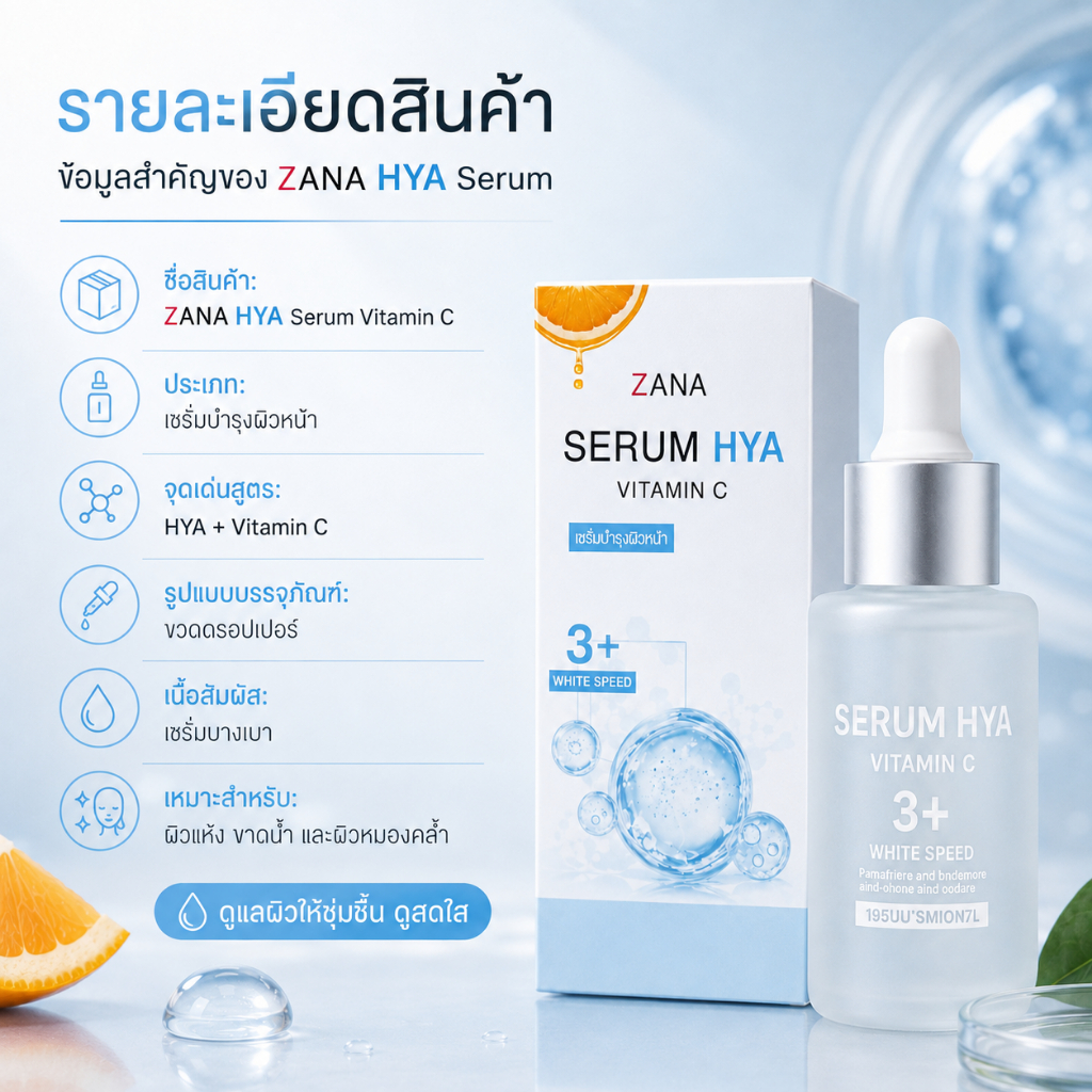 ภาพเพิ่มเติมของ เซรั่มไฮยา วิตามินซี Hya Vitamin C Serum เซรั่มหน้าใส ลดผิวหมองคล้ำ ผิวแห้งขาดน้ำ สำหรับผู้หญิง 45+