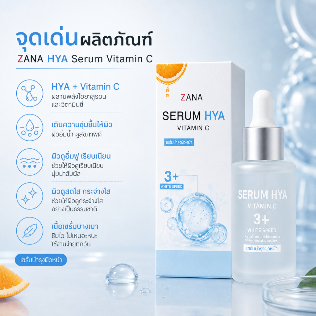 ภาพเพิ่มเติมของ เซรั่มไฮยา วิตามินซี Hya Vitamin C Serum เซรั่มหน้าใส ลดผิวหมองคล้ำ ผิวแห้งขาดน้ำ สำหรับผู้หญิง 45+