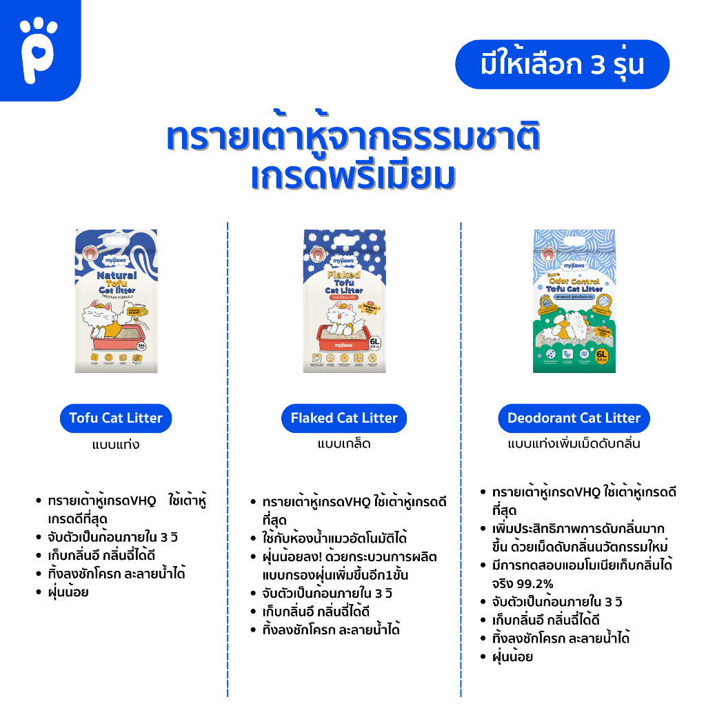 ภาพเพิ่มเติมของ [🔥Paydayโปรปัง]My Paws ทรายแมวเต้าหู้ ทรายแมวแบบเกล็ด ทรายแมวภูเขาไฟ รวมรุ่นทรายแมวMy Paws 6L,24L