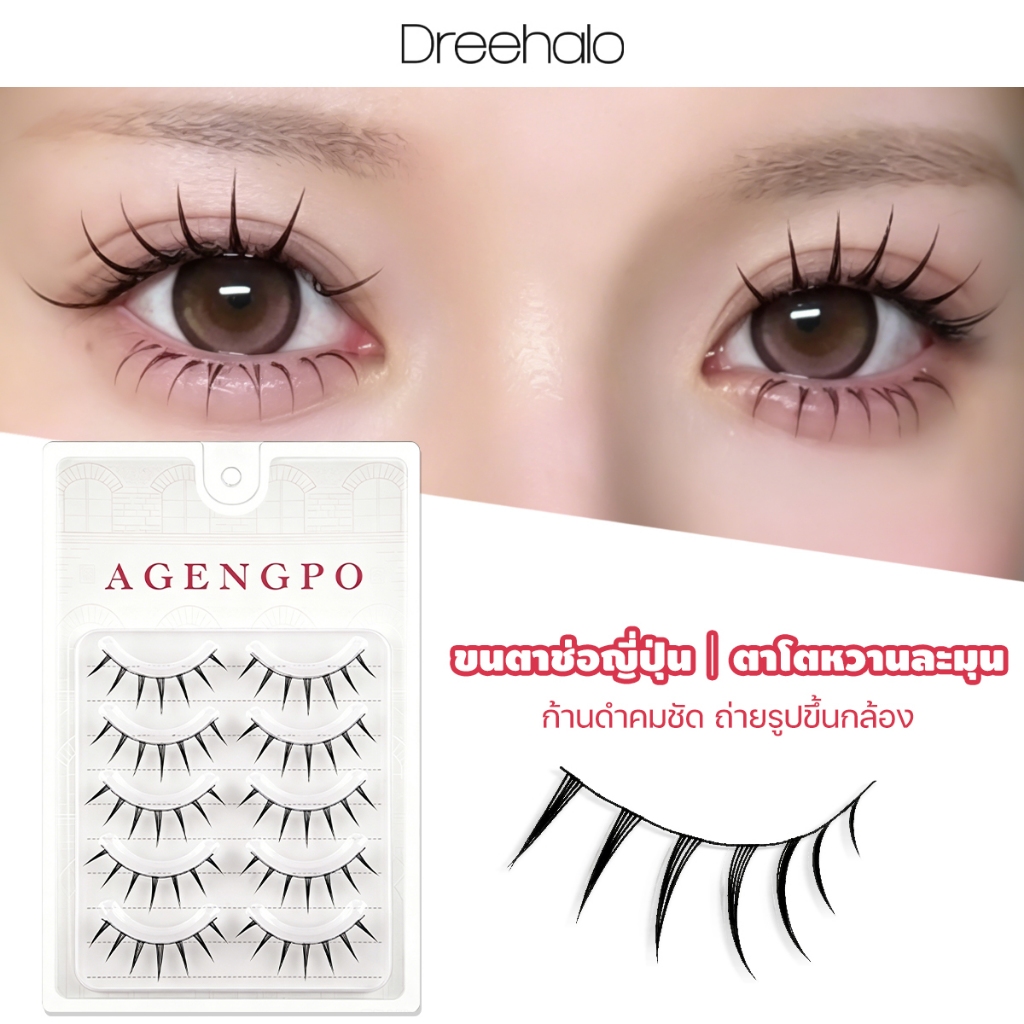 ภาพเพิ่มเติมของ Dreehalo ขนตาปลอมขนตาช่อสไตล์ญี่ปุ่น ตาโตหวาน ก้านดำคมชัด ติดง่าย เบาสบาย ถ่ายรูปขึ้นกล้อง 5 คู่ F301