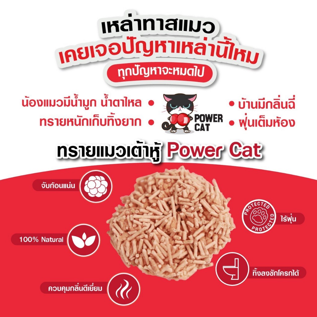 ภาพเพิ่มเติมของ POWER CAT Tofu Cat Litter 20L พาวเวอร์แคท ทรายแมวเต้าหู้ พรีเมียม คุมกลิ่นดี ฝุ่นน้อย ขนาด 20 ลิตร