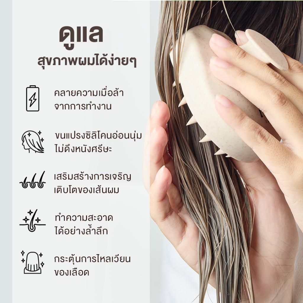 ภาพเพิ่มเติมของ แปรงสระผม Scalp Brush สระผมให้สะอาดยิ่งขึ้น วัสดุจากข้าวสาลีเป็นมิตรกับสิ่งแวดล้อม