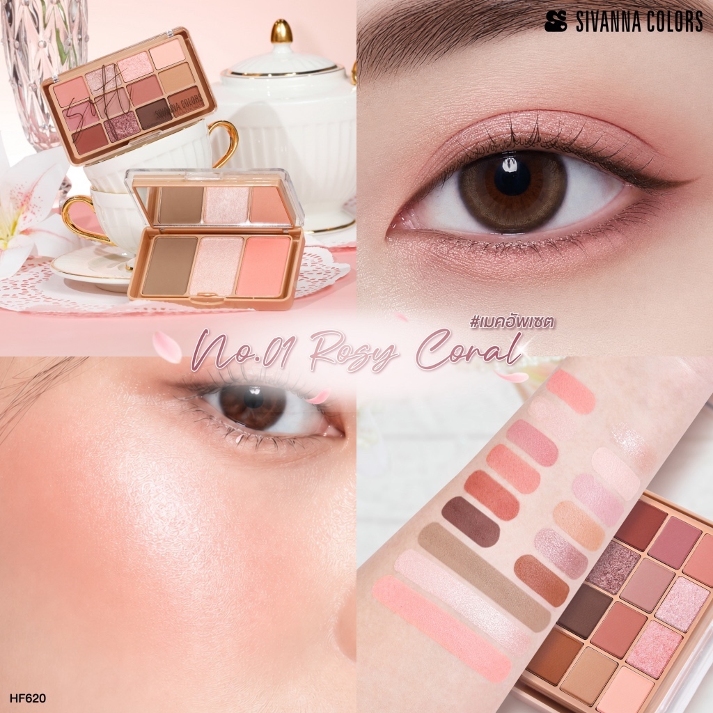 ภาพเพิ่มเติมของ Sivanna Colors SOFT BLURRING 12/3 COLOR DOUBLE EYE PALETTE :HF620 | เมคอัพเซต อายแชโดว์ 12 เฉดสี บลัชออน คอนทัวร์ ไฮไลท์