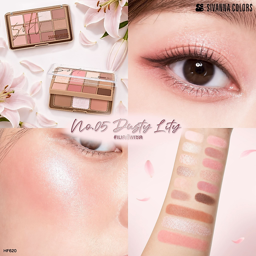 ภาพเพิ่มเติมของ Sivanna Colors SOFT BLURRING 12/3 COLOR DOUBLE EYE PALETTE :HF620 | เมคอัพเซต อายแชโดว์ 12 เฉดสี บลัชออน คอนทัวร์ ไฮไลท์