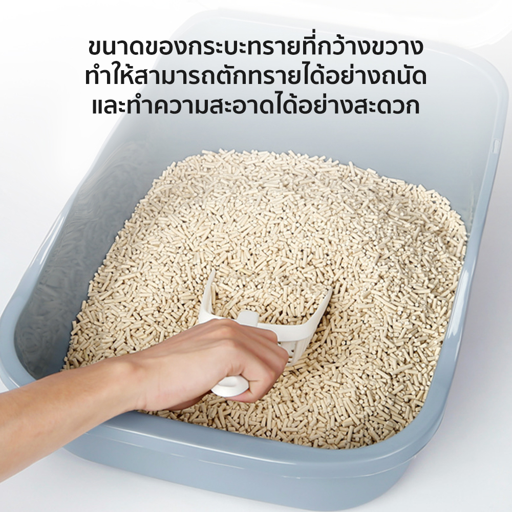 ภาพเพิ่มเติมของ Petcho ห้องน้ำแมว พร้อมที่ตักทราย ห้องน้ำแมวทรงโดม มีฝา ทราย กระบะทรายแมว 2 ชั้น Cat littler box  รุ่น ฝาเปิดเต็มใบ