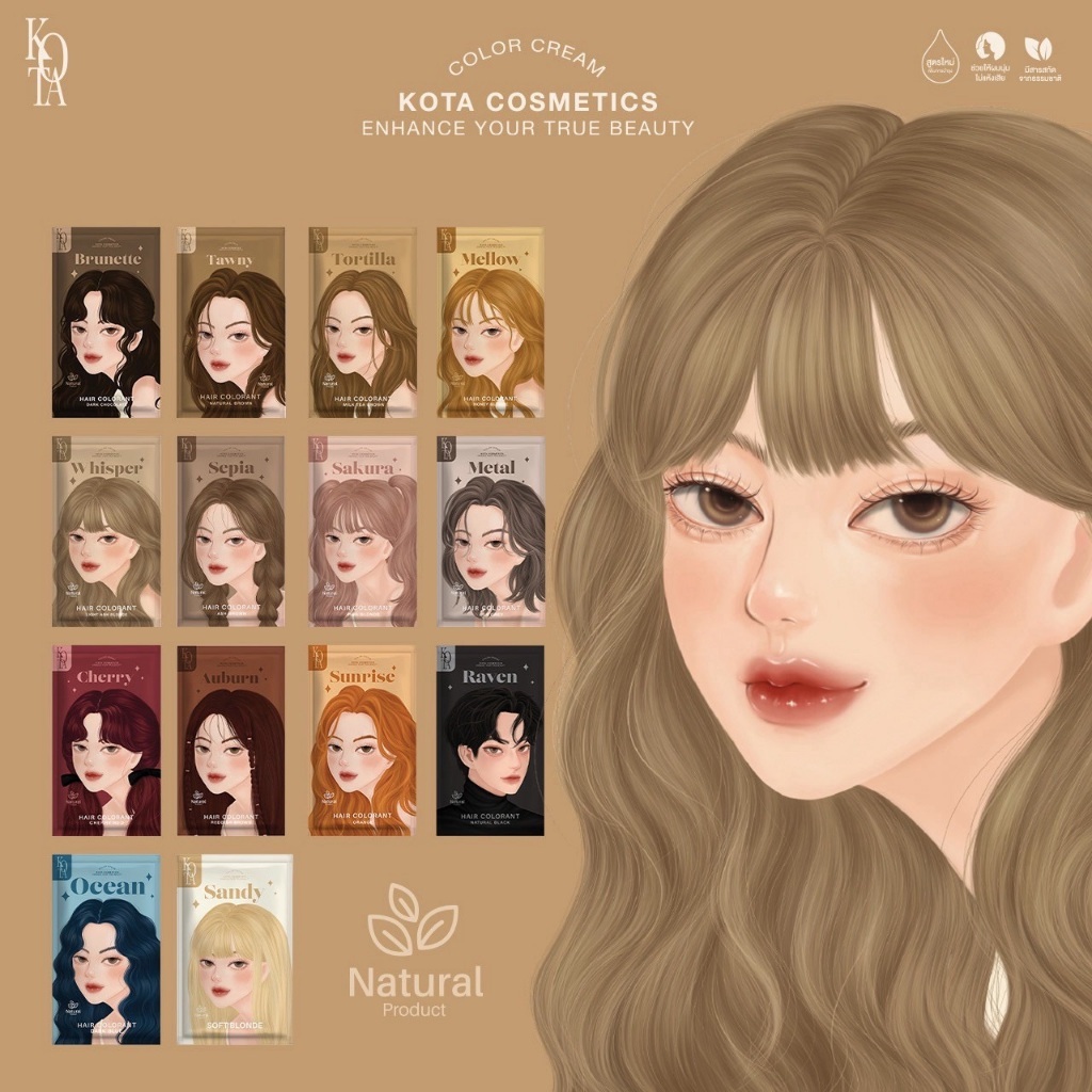 ภาพเพิ่มเติมของ [ร้านบริษัท]KOTA COLOUR CREAM ครีมย้อมผมโคตะ สูตรใหม่เพิ่มการบำรุง 5 เท่า กลิ่นหอม  ไม่แสบหนังศีรษะ