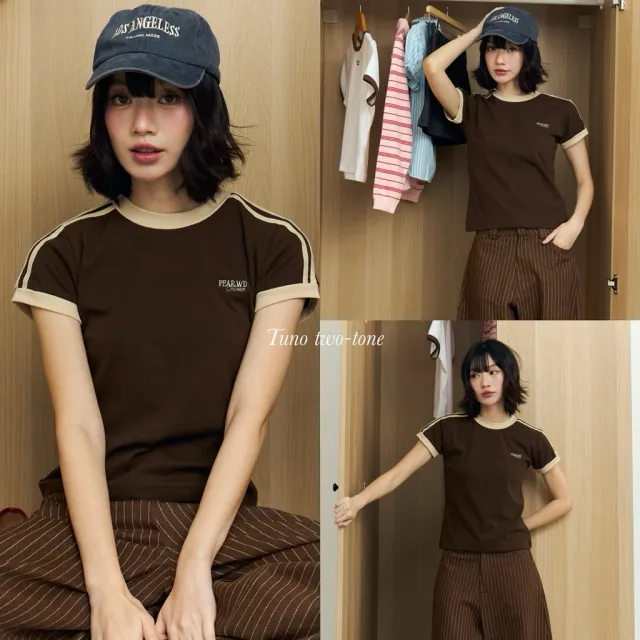 Tunoo Two-tone เสื้อยืดคอกลม ทูโทนแถบข้าง PEAR.WD