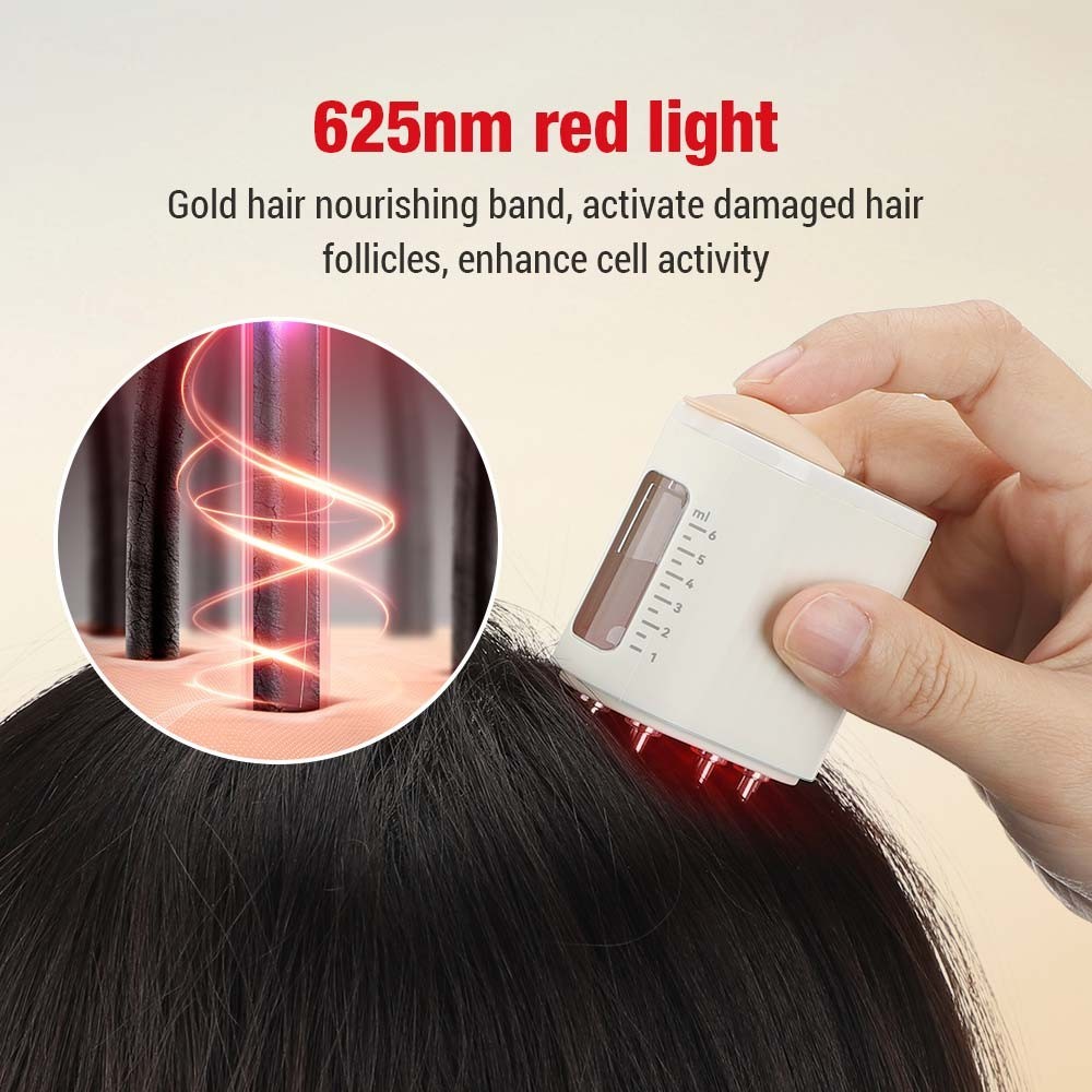 ภาพเพิ่มเติมของ Deciniee เครื่องนวดหนังศีรษะ 625nm ไฟ LED บําบัด สั่นสะเทือน หวีนวด ยาเหลว น้ํามัน ปลูกผม