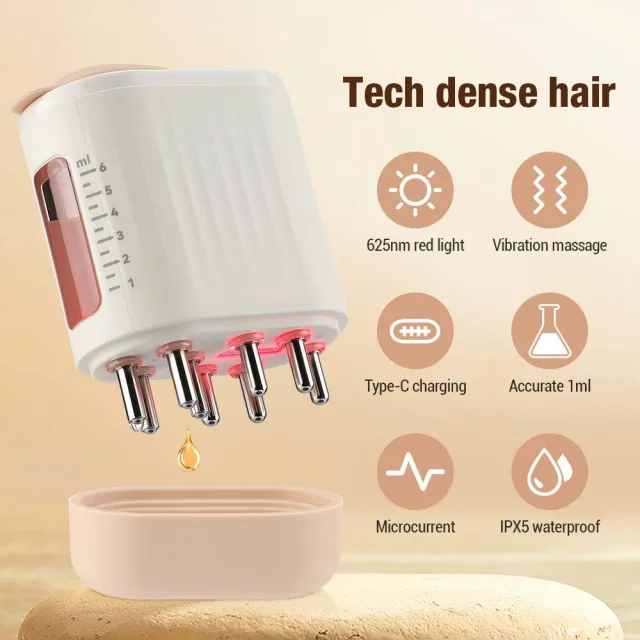 Deciniee เครื่องนวดหนังศีรษะ 625nm ไฟ LED บําบัด สั่นสะเทือน หวีนวด ยาเหลว น้ํามัน ปลูกผม