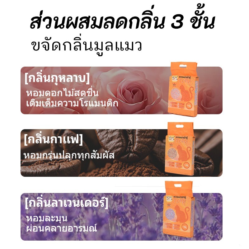 ภาพเพิ่มเติมของ ทรายแมวเต้าหู้ ออร์แกนิค ทิ้งชักโครก 3 กลิ่นสุดหอม (6ลิตร/ถุง) (เซ็ท3ถุง) แบบพิเศษ ไม่มีส่วนผสมอื่น ทรายแมว Cat Litter