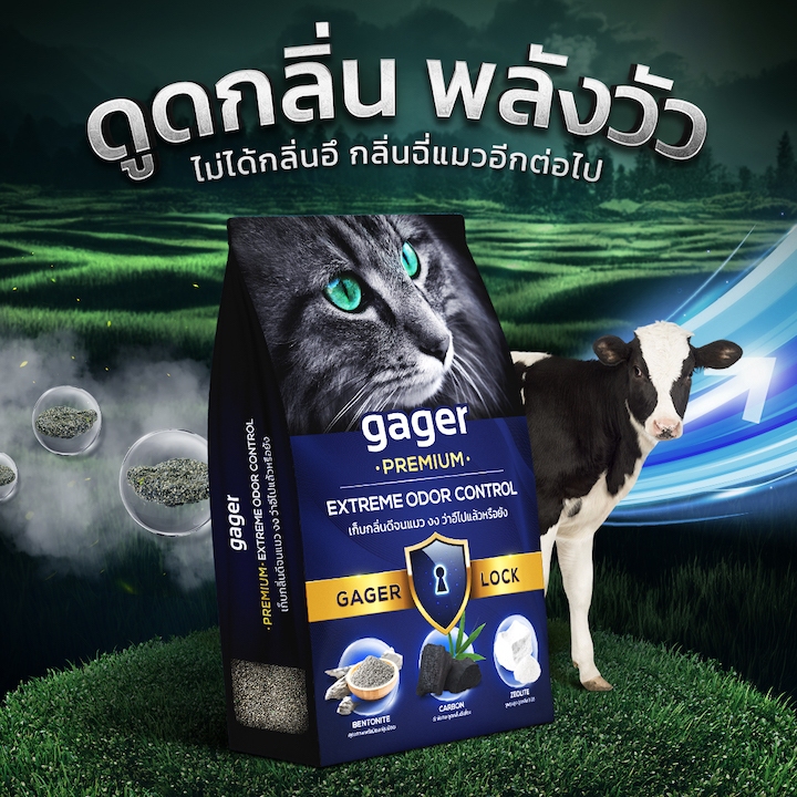 ภาพเพิ่มเติมของ Gager (กาเจอร์) ทรายแมวเบนโทไนท์ Bentonite  ทรายแมวเกรดพรีเมียม ทรายแมวกาเจอร์ (10กิโล2ถุง)