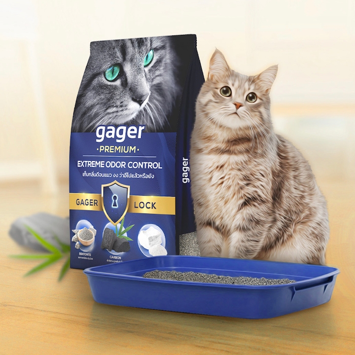 ภาพเพิ่มเติมของ Gager (กาเจอร์) ทรายแมวเบนโทไนท์ Bentonite  ทรายแมวเกรดพรีเมียม ทรายแมวกาเจอร์ (10กิโล2ถุง)