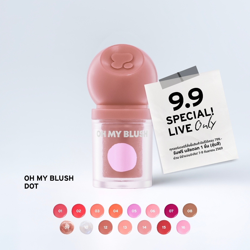 OH MY BLUSH DOT #บลัชหัวโต #ohmyblushdot (16 Colors) 3g.