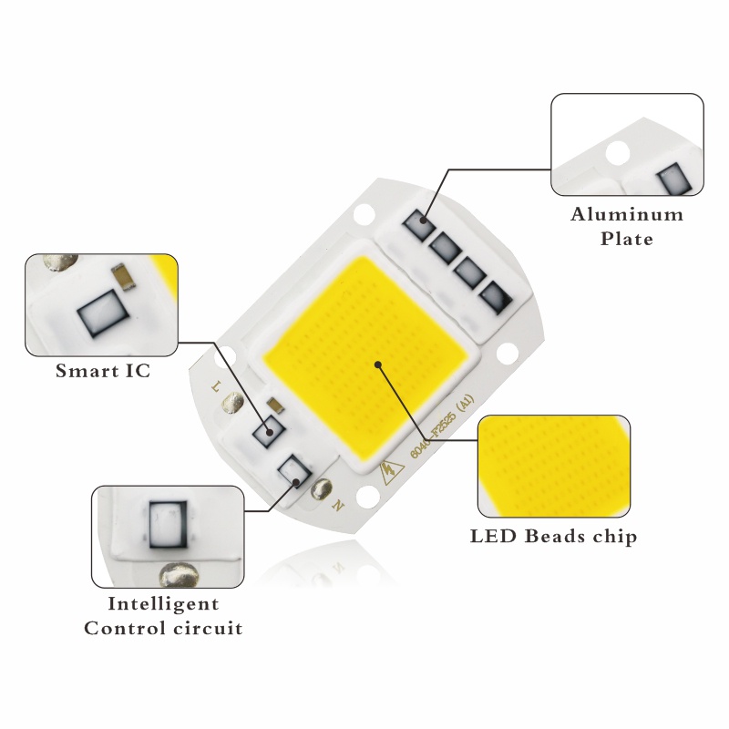 ภาพเพิ่มเติมของ Dselchun LED COB ชิป 110V 220V 10W 20W 30W 50W สมาร์ท IC ไม่ต้องใช้ไดร์เวอร์หลอดไฟ LED ลูกปัดสําหรับสปอตไลท์น้ําท่วม