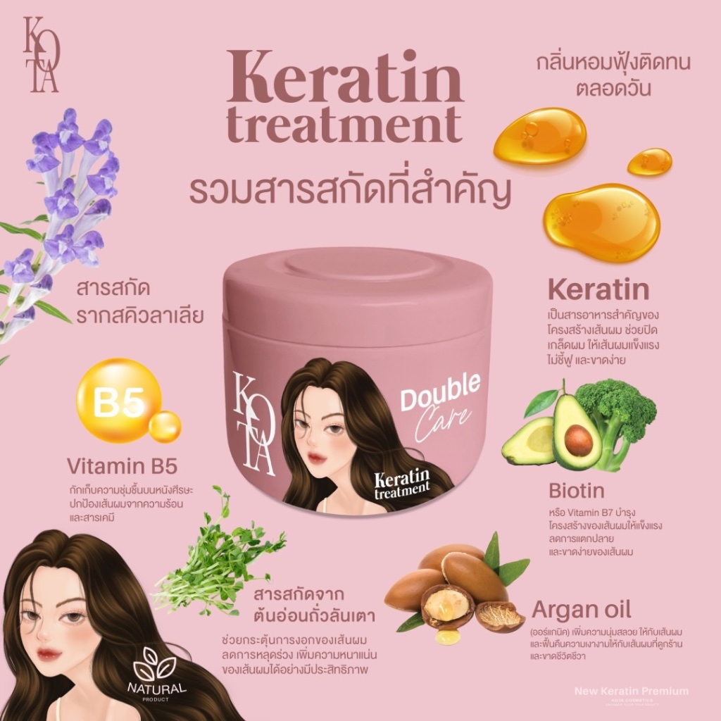 ภาพเพิ่มเติมของ [ร้านบริษัท]KOTA KERATIN TREATMENT ทรีทเม้นท์เคาราติน บำรุงเข้มข้น ผมนุ่มลื่น กลิ่นหอม ลดการหลุดร่วง