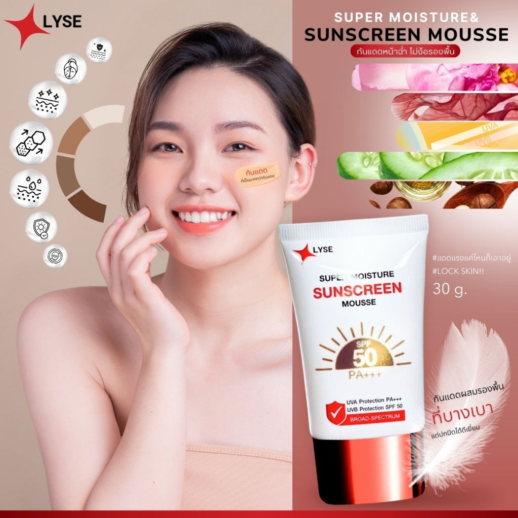 ภาพเพิ่มเติมของ โปร 2 แถม 1 กันแดดไม่ง้อรองพื้น SPF 50 PA+++ 2 หลอด แถม เซรั่มขนาดพกพา 10 กรัม ลิเซ่ LYSE