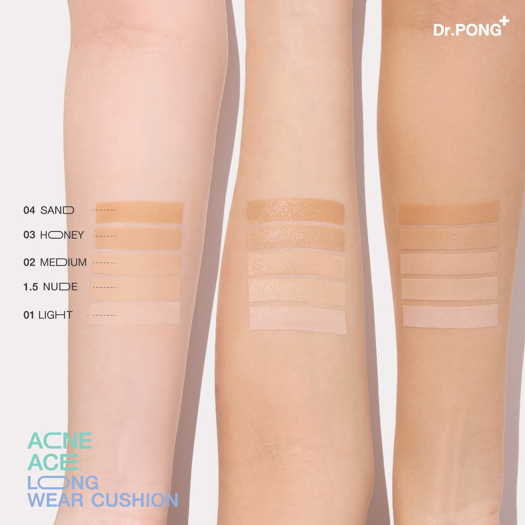 ภาพเพิ่มเติมของ [1 ฟรี 1] คุชชั่นลดสิว Dr.PONG ACNE ACE LONGWEAR CUSHION คุมมัน ติดทนกันน้ำ ไม่หลุดง่าย ยืนยันด้วยงานวิจัย