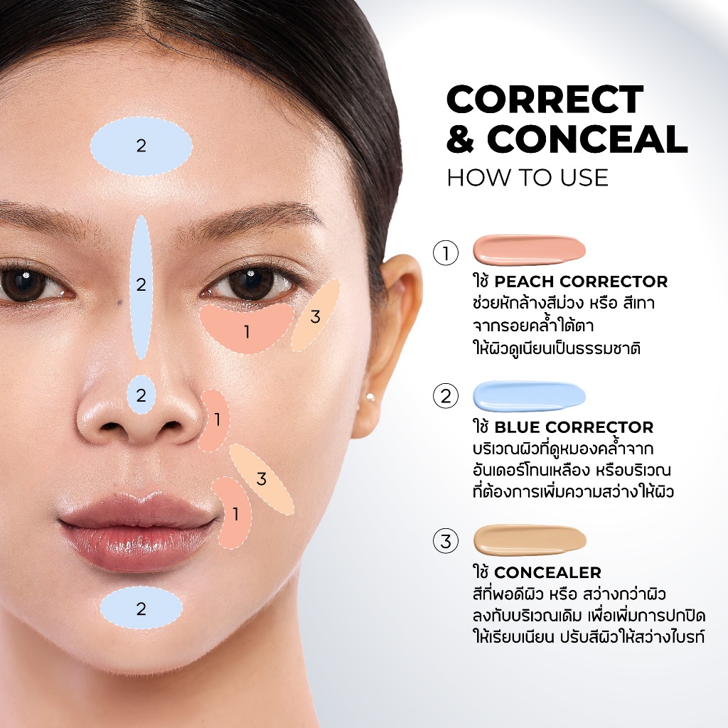 ภาพเพิ่มเติมของ 3 ฟรี แปรง [ขายดี!] BEAUTILAB A2P Concealer&Peach Corrector&Blue Corrector คอนซีลเลอร์ คอเรคเตอร์พีช และบลูคอเรคเตอร์