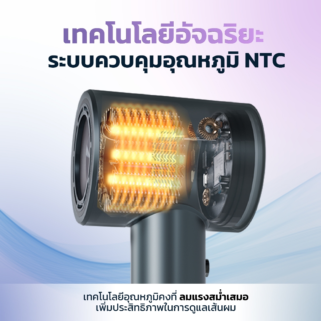 ภาพเพิ่มเติมของ Yoole S High-speed Hair Dryer ไดร์เป่าผม ยูเลอร์ รุ่นเอส ไดร์เป่าผมความเร็วสูง ลดผมชี้ฟู มีไอออนลบ เป่าผมแห้งเร็ว 1600W