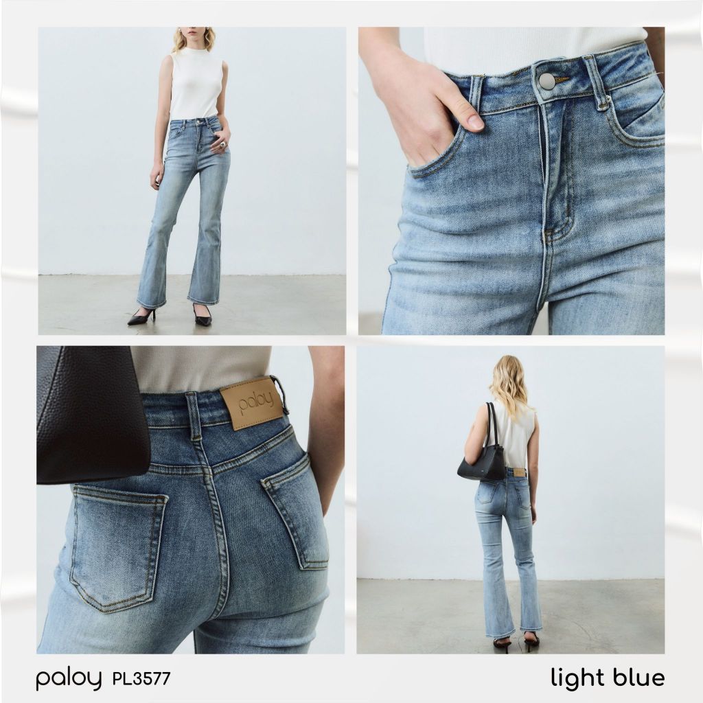 ภาพเพิ่มเติมของ [Best Seller] Paloy - PL3577 กางเกงยีนส์ขาม้า ผ้ายืดใส่สบาย