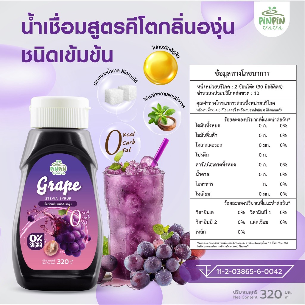 ภาพเพิ่มเติมของ PinPinไซรัปหญ้าหวาน 29 รสชาติ ไซรัปคีโต 0 kcal ไม่มีน้ำตาล