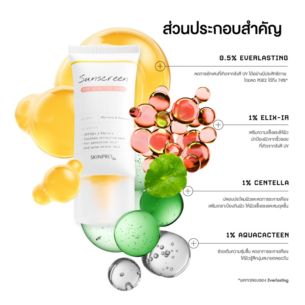 ภาพเพิ่มเติมของ SKINPRO Rx Sunscreen For Sensitive Skin SPF50+ PA++++ 30 g. ครีมกันแดด สำหรับผิวบอบบาง แพ้ง่าย