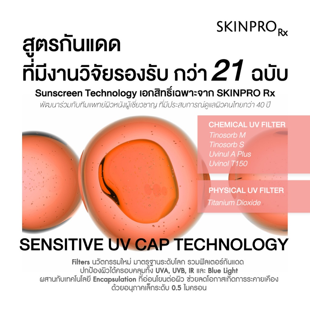 ภาพเพิ่มเติมของ SKINPRO Rx Sunscreen For Sensitive Skin SPF50+ PA++++ 30 g. ครีมกันแดด สำหรับผิวบอบบาง แพ้ง่าย