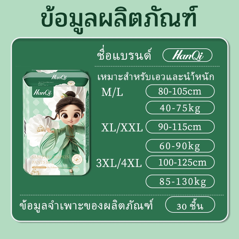 ภาพเพิ่มเติมของ HanQi ผ้าอนามัยแบบกางเกง รุ่นบางเบาระบายอากาศดี นุ่ม และสบาย กางเกงผ้าอนามัย หลังคลอด ผ้าอนามัย 30 ชิ้น