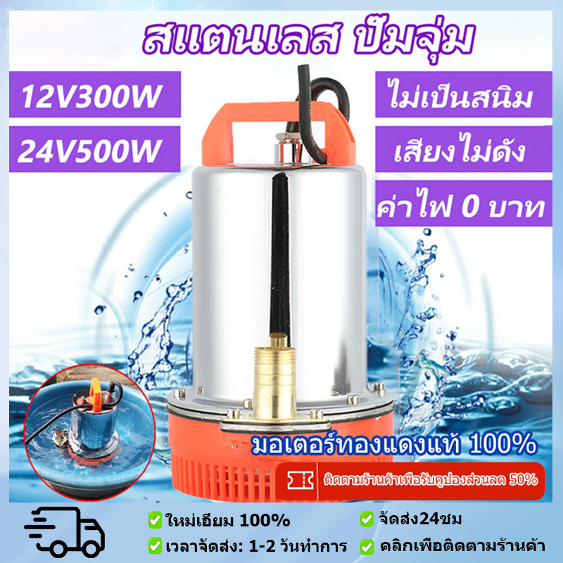ภาพเพิ่มเติมของ สแตนเลส ปั๊มจุ่ม 1นิ้ว12V/24V 300W ปั๊มน้ำไดโว่ฐานเหล็ก แรงดันสู แบตเตอรี่ มอเตอร์ทองแดงแท้ 100% 12v ปั๊มน้ำ ปั๊มจุ่ม