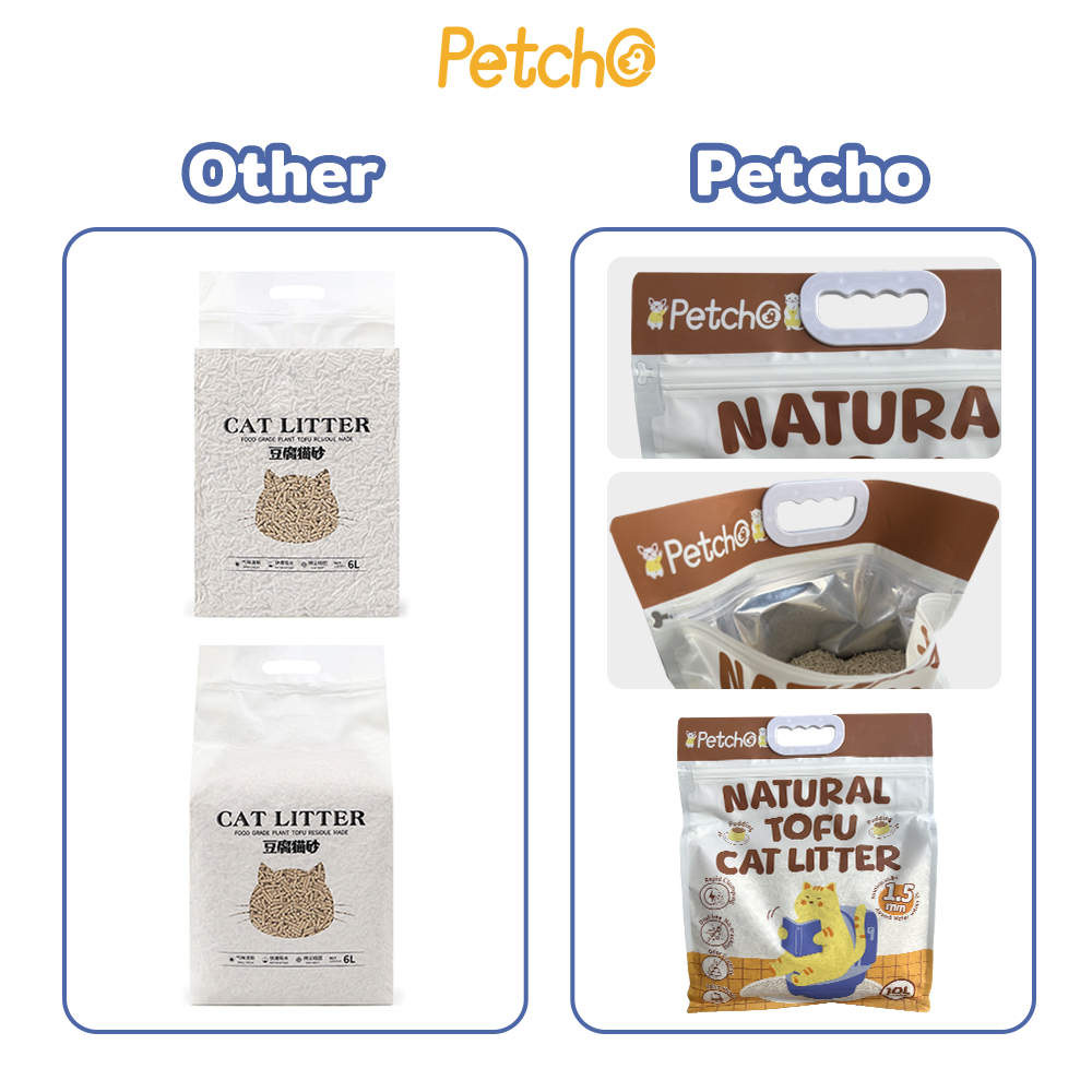 ภาพเพิ่มเติมของ Petcho ทรายแมวเต้าหู้ เกรดพรีเมียม ขนาดอนุภาคเล็ก 1.5 มม จับตัวเป็นก้อนเร็ว ดับกลิ่นดีเยี่ยม