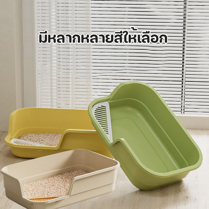 ภาพเพิ่มเติมของ พร้อมส่ง ห้องน้ำแมวใหญ่ กล่องทรายกึ่งเปิด 60cm กระบะทรายแมว ป้องกันทรายกระเด็น พร้อมที่ตักทราย