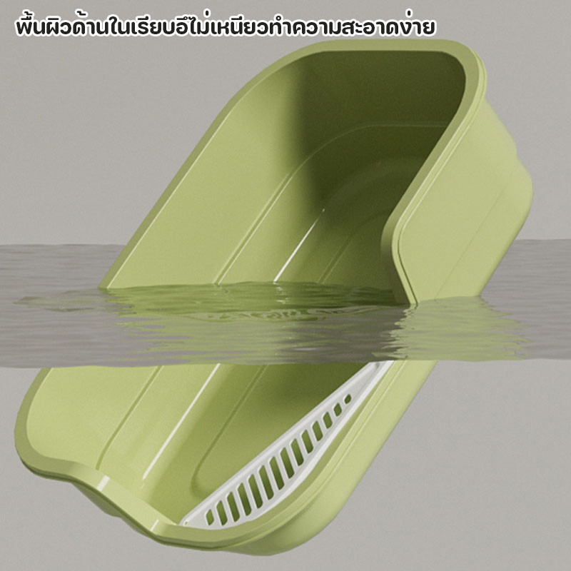 ภาพเพิ่มเติมของ พร้อมส่ง ห้องน้ำแมวใหญ่ กล่องทรายกึ่งเปิด 60cm กระบะทรายแมว ป้องกันทรายกระเด็น พร้อมที่ตักทราย