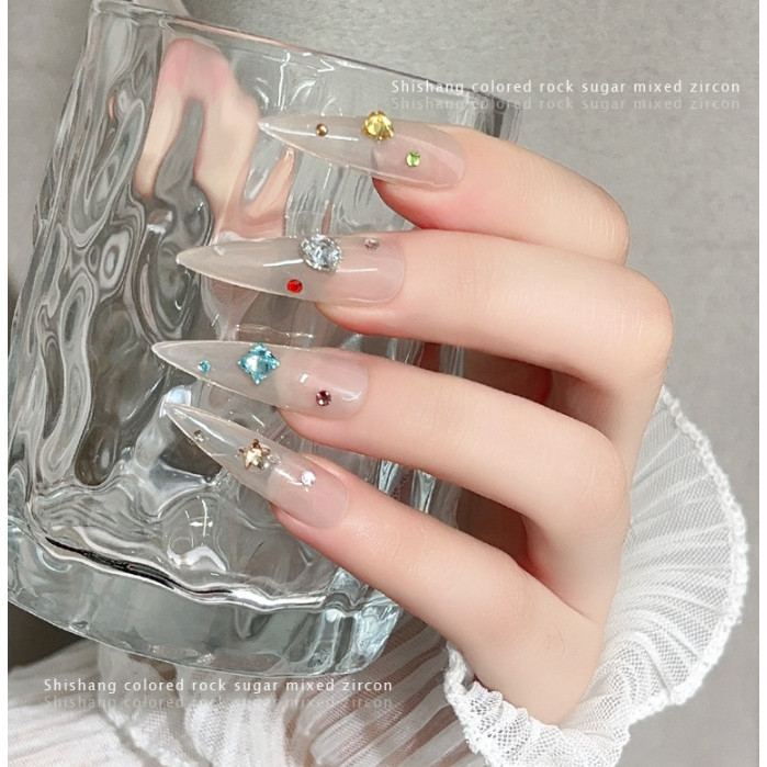 ภาพเพิ่มเติมของ เครื่องประดับเพชรเล็บด้านล่างแบนเพทายสีสันสดใส 20 ชิ้น / เอเลี่ยนนกพิราบหัวใจไข่ดาวห้าแฉกร็อคลูกอมตกแต่งเล็บ / ทำเล็บมือแบบ DIY