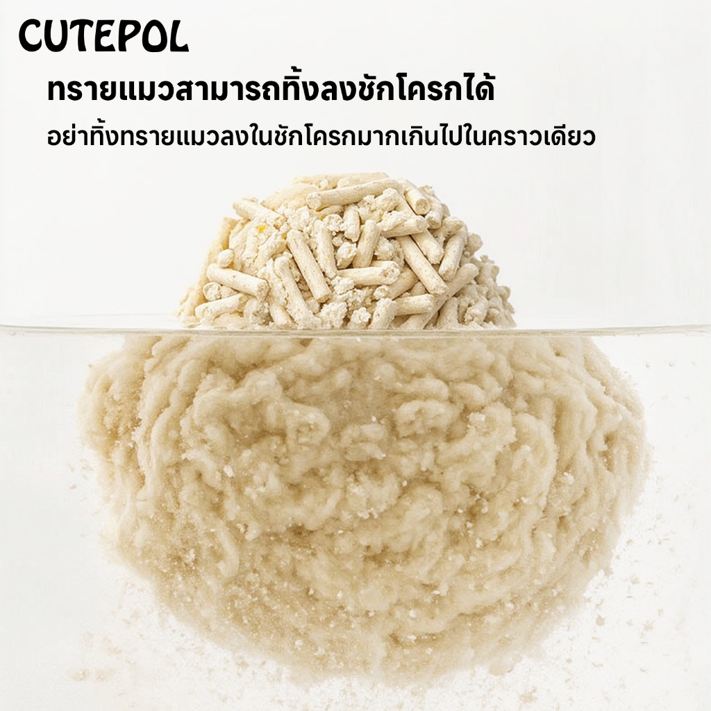 ภาพเพิ่มเติมของ Cutepol ทรายแมวเต้าหู้ 35 ลิตร ทรายแมว ออแกนิก 100% ทิ้งชักโครกได้ Toufu Cat Litter