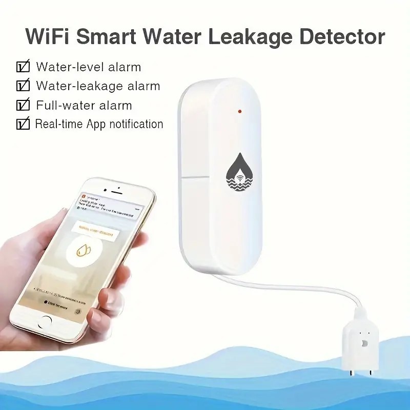 ภาพเพิ่มเติมของ Wifi เครื่องตรวจจับน้ําเซ็นเซอร์รั่วนาฬิกาปลุกเครื่องตรวจจับเสียง Tuya Smart Life APP น้ําท่วมแจ้งเตือนล้นความปลอดภัย