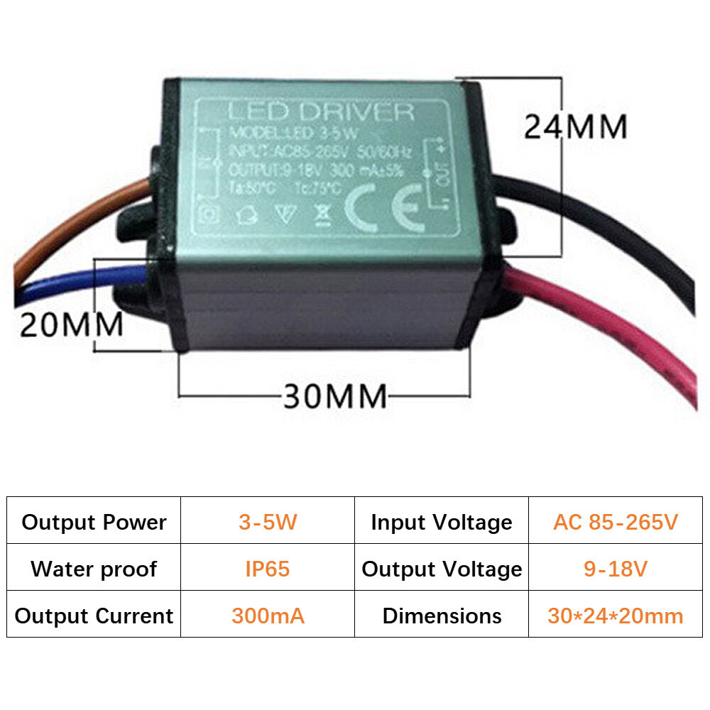 ภาพเพิ่มเติมของ กันน้ํา LED Driver AC 85-265V Power Supply Transformer 3-5W 4-7W 8-12W 12-18W 18-25W 25-36W 40W 50W 60W ไฟ LED Driver LED ดาวน์ไลท์แผงไฟน้ําท่วมเปลี่ยนไฟ