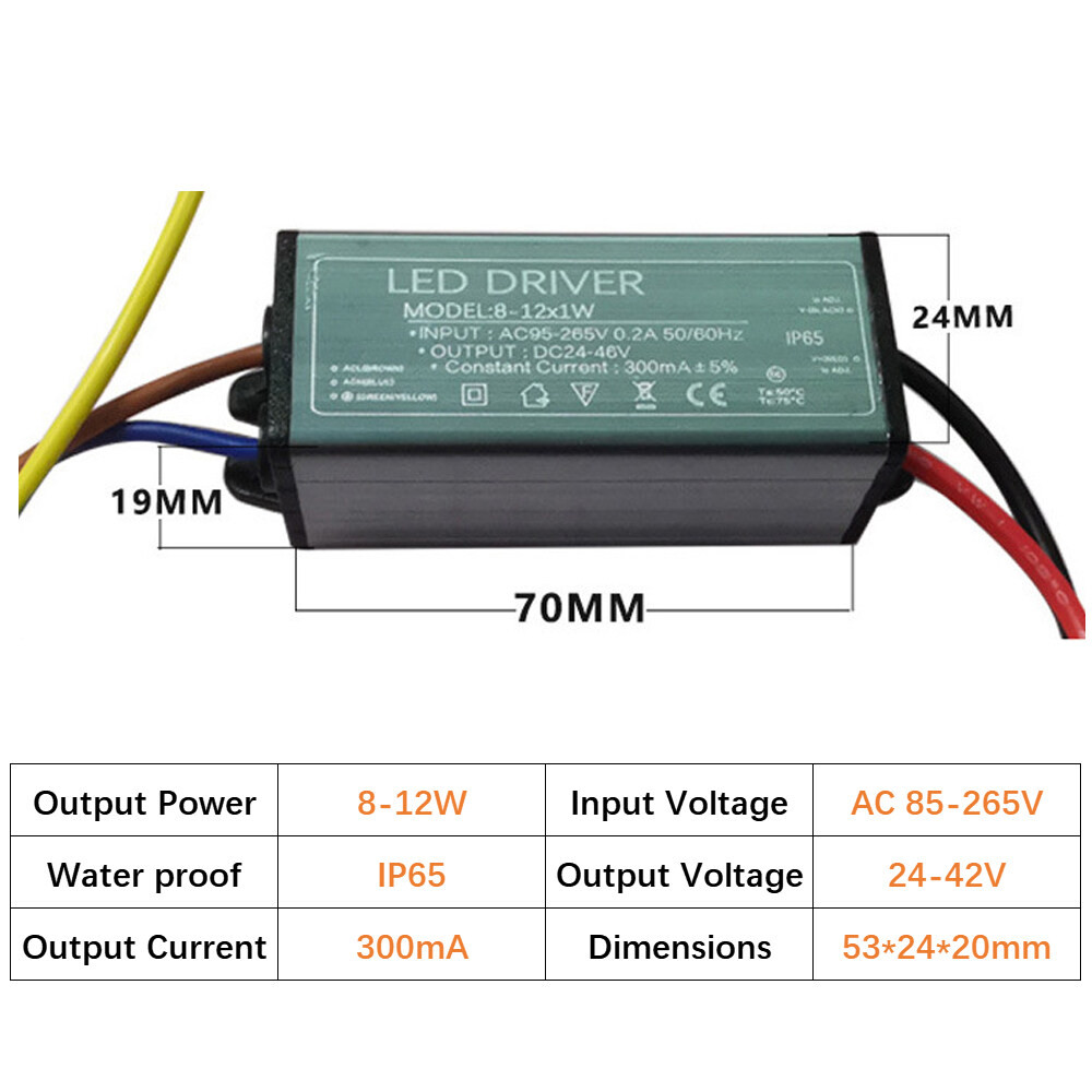ภาพเพิ่มเติมของ กันน้ํา LED Driver AC 85-265V Power Supply Transformer 3-5W 4-7W 8-12W 12-18W 18-25W 25-36W 40W 50W 60W ไฟ LED Driver LED ดาวน์ไลท์แผงไฟน้ําท่วมเปลี่ยนไฟ